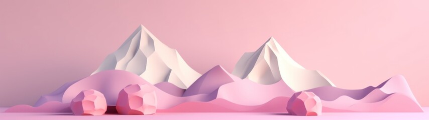 a pink and white mountains