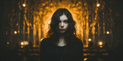 Fototapeta premium a woman in a black shirt