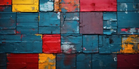 a wall of colorful squares