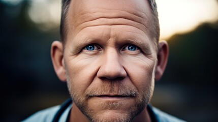 Fototapeta premium a close up of a man with blue eyes