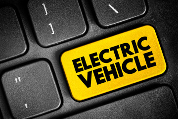 Electric Vehicle - vehicles that are either partially or fully powered on electric power, text concept button on keyboard - 797584736