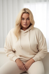 Naklejka premium Plus size african woman in sportswear.