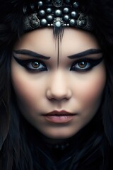 a woman with black makeup