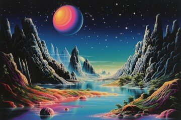 Planet art landscape astronomy.