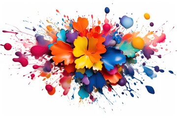 a colorful flowers and paint splashes
