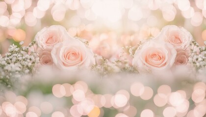 薔薇とキラキラボケ背景　ロマンティック