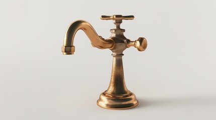 Close-up Portrait of a Water Tap Against White Background

