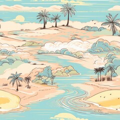 Pastel vintage beach pattern outdoors drawing nature.