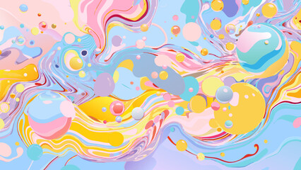 Fototapeta na wymiar Colorful Abstract Liquid Marble Art Wallpaper. Dynamic and colorful vector illustration for modern design, such as website backgrounds and creative print materials with copy space.