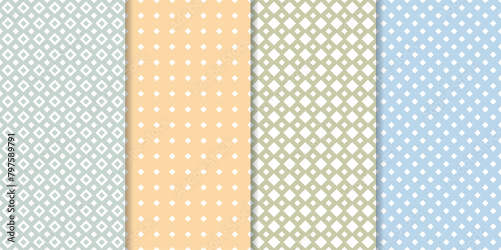 Wall mural set of minimal geometric texture seamless patterns. repeating simple geometrical shapes backgrounds