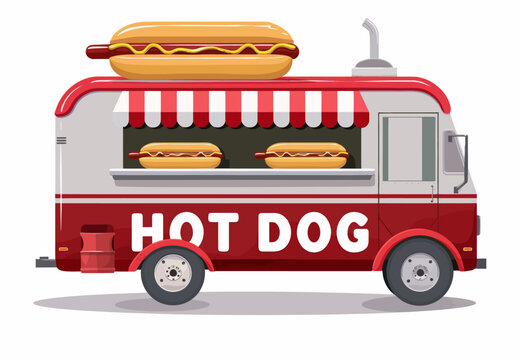 a hot dog truck with hot dogs on top of it