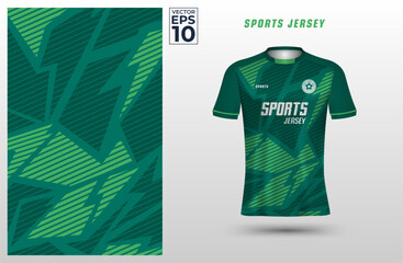 T-shirt sport jersey design template with geometric line stripes background. Sport uniform in front view. Shirt mock up for sport club. Vector Illustration