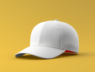 White cap mockup on yellow clean background, 3d render