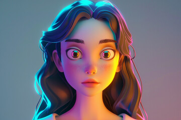 Fototapeta premium 3d game character cartoon portrait glow effect