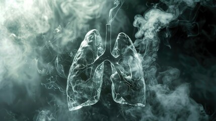lungs full of smoke representing the danger of smoking for health. generative ai