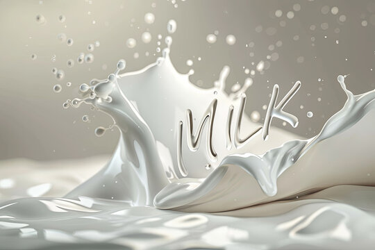 Milk wave realistic illustration for product design or advertising needs, with writing " MILK "