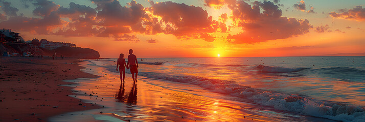 Silhouette of people on beach during sunset,
Relaxation holiday peace
