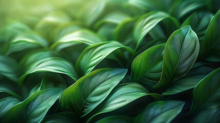 Fototapeta premium Abstract background with interlocking geometric stripes resembling lush green foliage in a harmonious eco-inspired composition