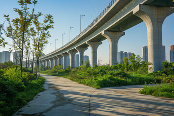 concrete road curve of viaduct in shanghai china outdoor