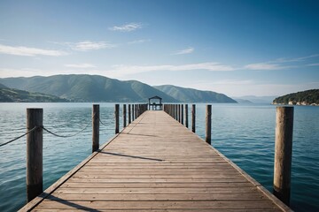 Fototapeta premium Modern wharf in calm sea