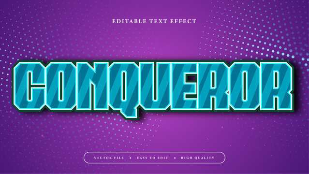 Blue white and purple violet conqueror 3d editable text effect - font style