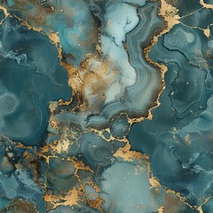 Teal and gold marble