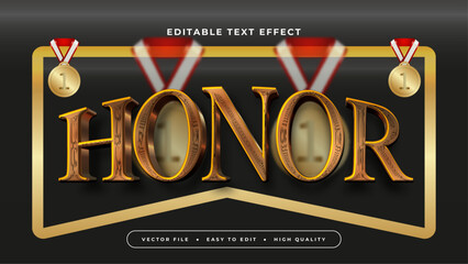 Black red and gold honor 3d editable text effect - font style