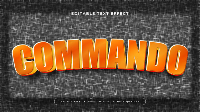 Black gray grey and orange commando 3d editable text effect - font style