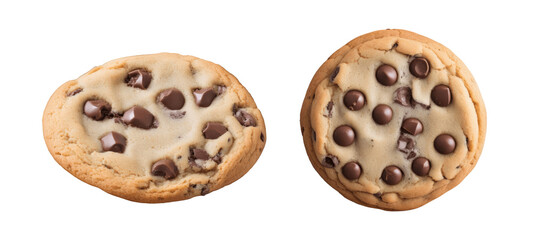 Obraz premium two pieces of chocolate cookies isolated on transparent background