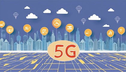 5G wireless network, high speed internet, cloud computing or connect diagram technology, Data storage, service, synchronize, online, financial, Connectivity global, smart city