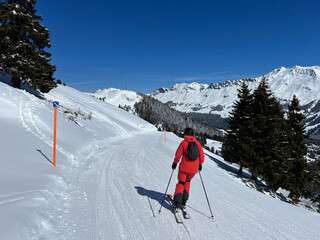 Amazing sport-recreational snowy winter tracks for skiing and snowboarding in the area of the...