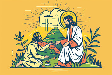 Jesus Christ with a blessed disciple, Generative Ai