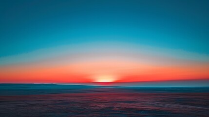 At sunset, the sky displays a beautiful gradient of orange to blue, creating a breathtaking and picturesque view.