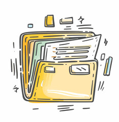 a drawing of a stack of folders