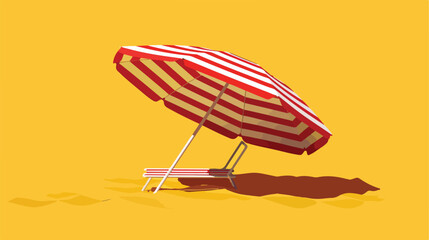 Striped beach umbrella isolated with shadow vector illustration