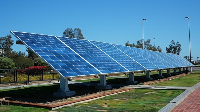 Strategically positioned, solar panels capture sunlight, marking a paradigm shift towards renewable energy. 