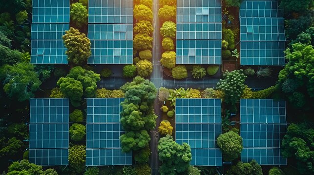 Strategically positioned, solar panels capture sunlight, marking a paradigm shift towards renewable energy.