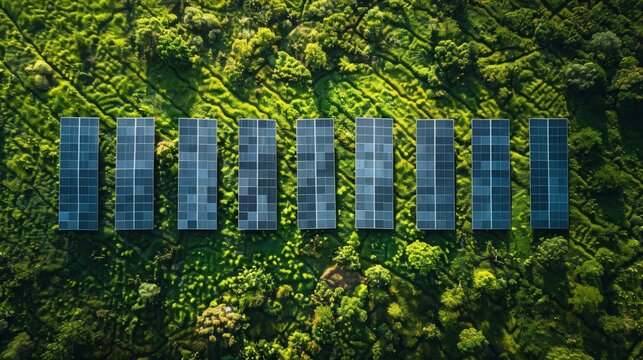 Strategically positioned, solar panels capture sunlight, marking a paradigm shift towards renewable energy. 