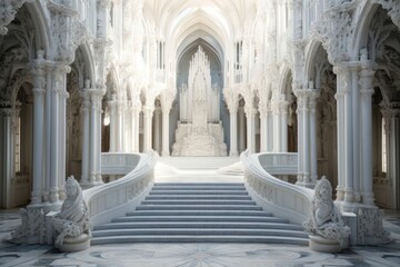 White queen castle architecture staircase building. - obrazy, fototapety, plakaty