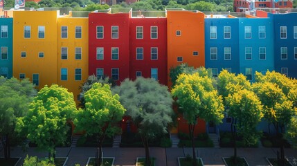 Vivid colors merge urban architecture with the expansive Texas prairie, a captivating visual narrative.
