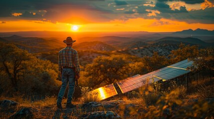 With precision, the engineer mounts solar panels, embracing green technology and reducing carbon footprints. 