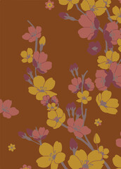 Big flowers pattern, upscale floral pattern. graphical textures floral, trendy colors pattern , flowers background with leaves. vector illustration.