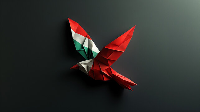 Minimalist Palestinian Flag Origami Dove Symbolizing Peace