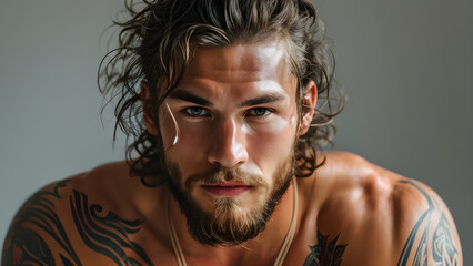 Authentic Mane: Muay Thai Athlete's Natural Look, Pure Grit: Caucasian Warrior's Authentic Hair, True Essence: White Fighter's Natural Style, Genuine Strength: Natural Hair of a Caucasian Athlete