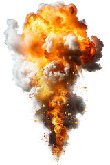 Fiery Explosion: Shrapnel and Flames on a Transparent Background