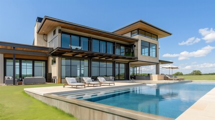 Fototapeta premium Contemporary Oasis: Luxurious Living in the Heart of Modern Architecture