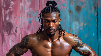 Authentic Curls: Muay Thai Athlete's Natural Hair, True Grit Black Fighter's Authentic Hairstyle, Genuine Essence African American Warrior's Natural Look, Pure Strength Natural Hair of a Black Athlete