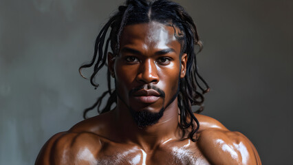 Authentic Curls: Muay Thai Athlete's Natural Hair, True Grit Black Fighter's Authentic Hairstyle, Genuine Essence African American Warrior's Natural Look, Pure Strength Natural Hair of a Black Athlete