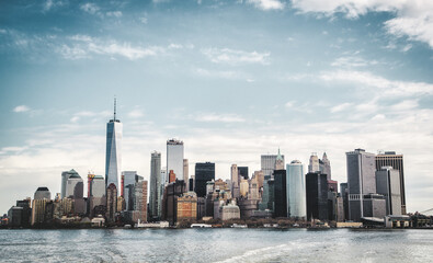 city skyline of New York City from Hudson River