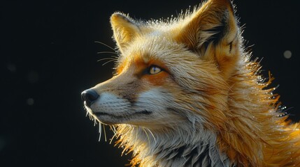 Obraz premium A fox with a wet coat and a bright orange face